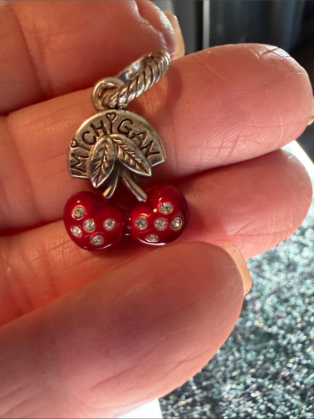 Michigan Red Cherry Charm Pendant